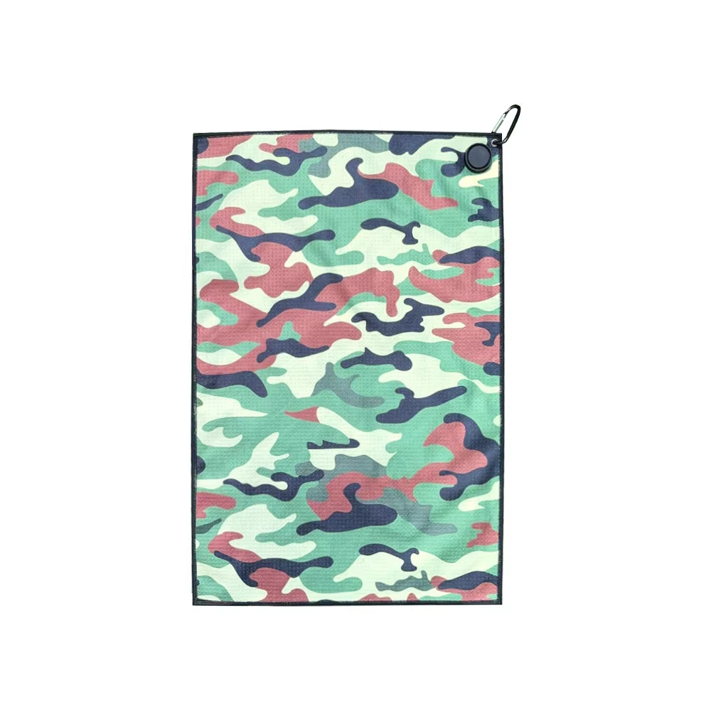 Multiple Style Choices Portable Golf Towel with Magnetic Buckle Hand Towel Golf Club Cleaner Golf Cleaning Tools Accessories