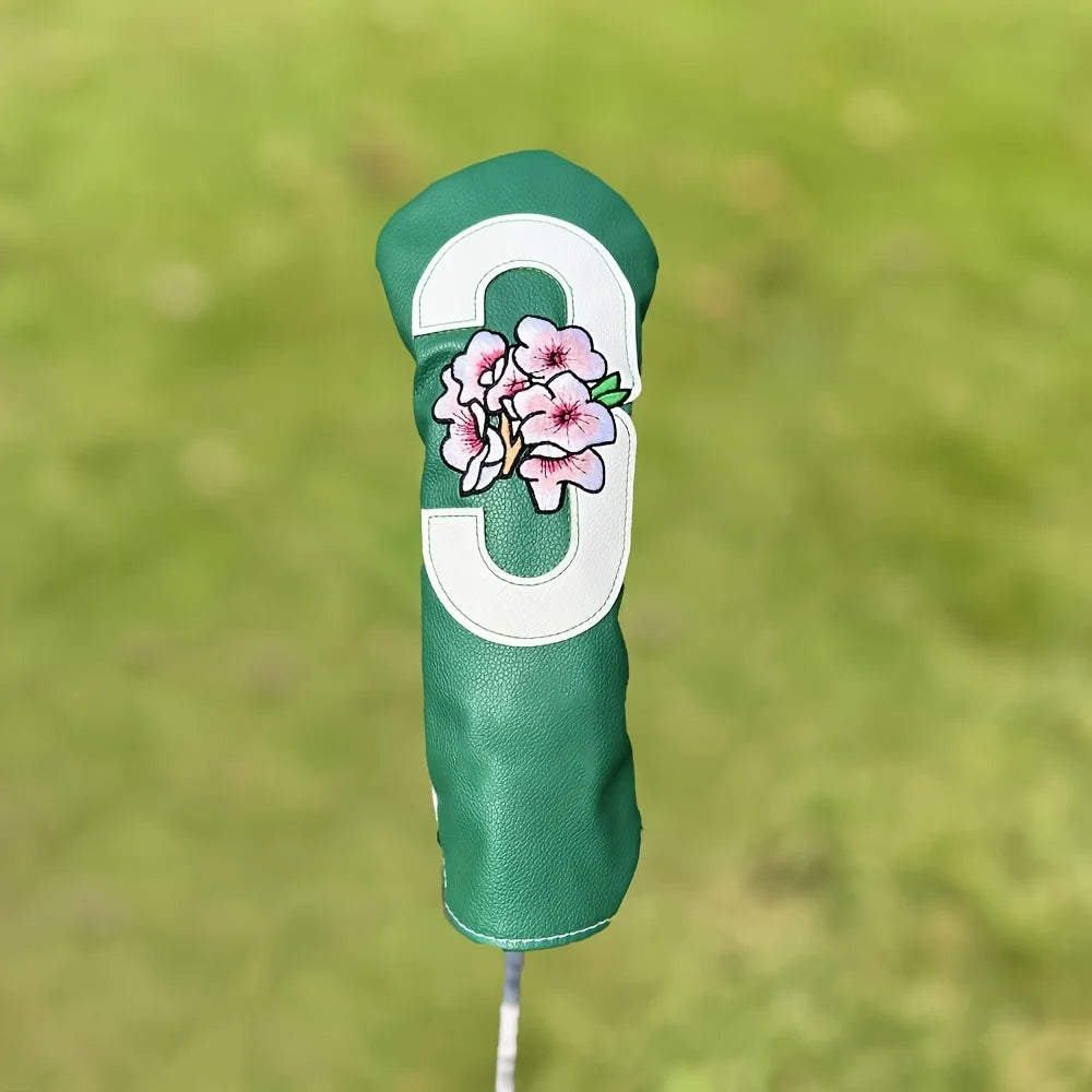 1Pc Sakura Series Green Golf Club Head Cover, Golf Club Accessories, Golf Supplies, Dust-Proof and Durable