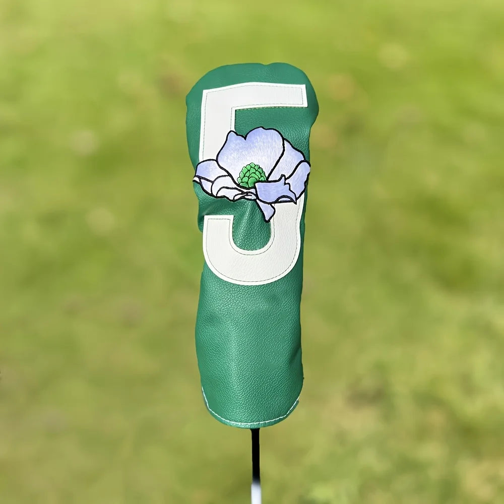 1Pc Sakura Series Green Golf Club Head Cover, Golf Club Accessories, Golf Supplies, Dust-Proof and Durable