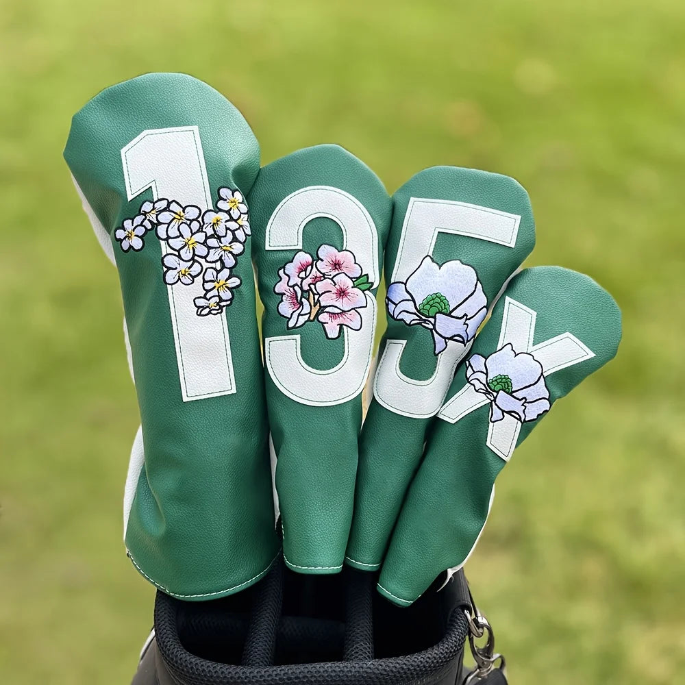 1Pc Sakura Series Green Golf Club Head Cover, Golf Club Accessories, Golf Supplies, Dust-Proof and Durable