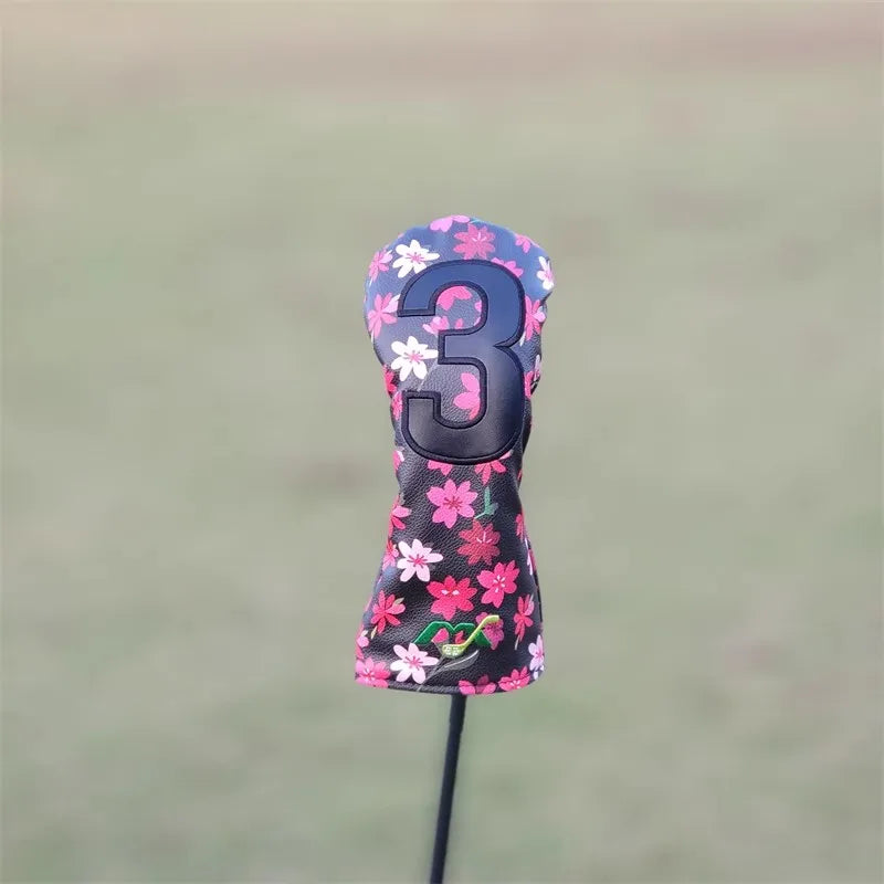 New Flowers Golf Headcovers for Driver Fairway Hybrid High Quality Premium Leather Waterproof Dustproof for Elegant Golfers