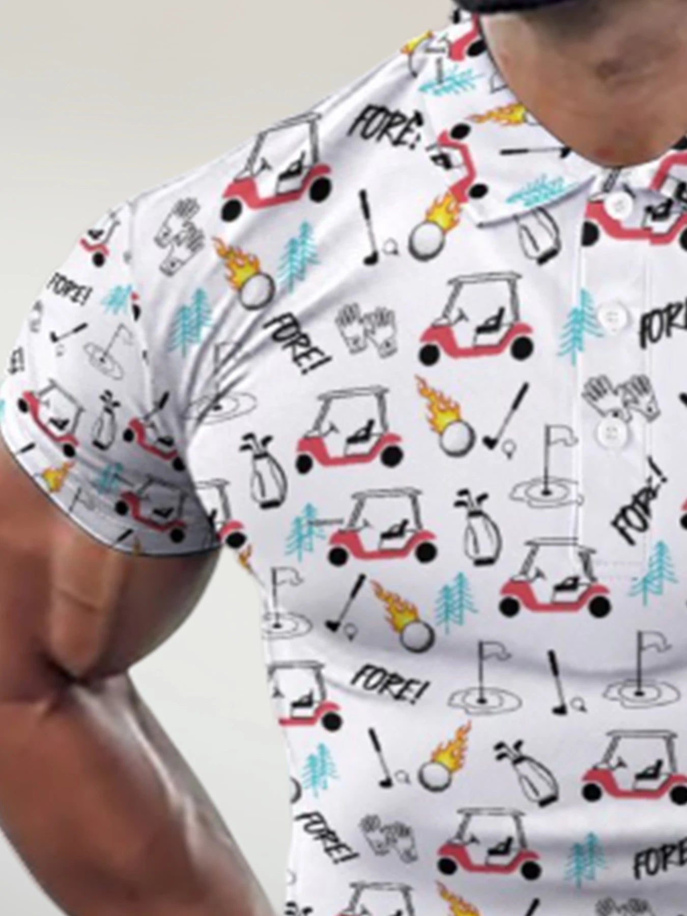 Sexy Printed Men'S Polo Shirt Hip-Hop Street Style Cropped Button-Down Golf Shirt Summer Vacation Carnival Fun Top