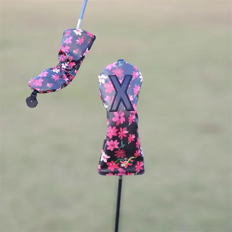 New Flowers Golf Headcovers for Driver Fairway Hybrid High Quality Premium Leather Waterproof Dustproof for Elegant Golfers