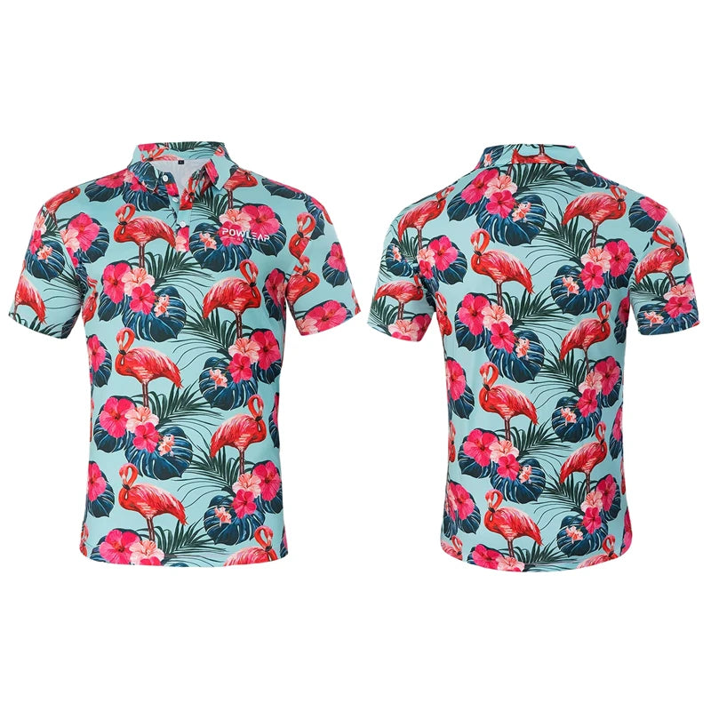 Flamingo 3D Print Polo Shirts for Men Women Short Sleeve Golf Shirts Fashion Street Polo Shirt Hawaiian Beach Tops Tees