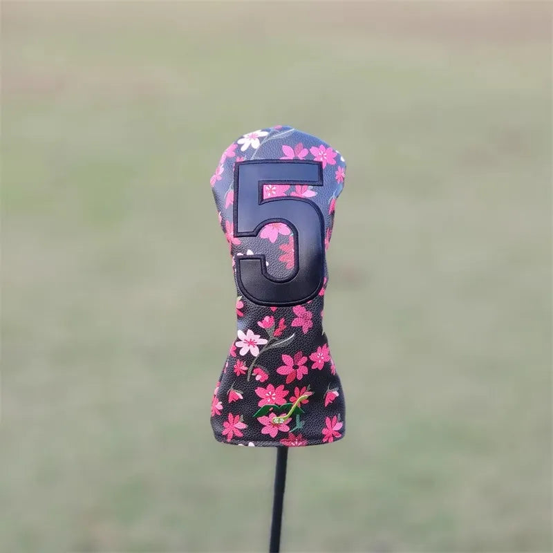 New Flowers Golf Headcovers for Driver Fairway Hybrid High Quality Premium Leather Waterproof Dustproof for Elegant Golfers