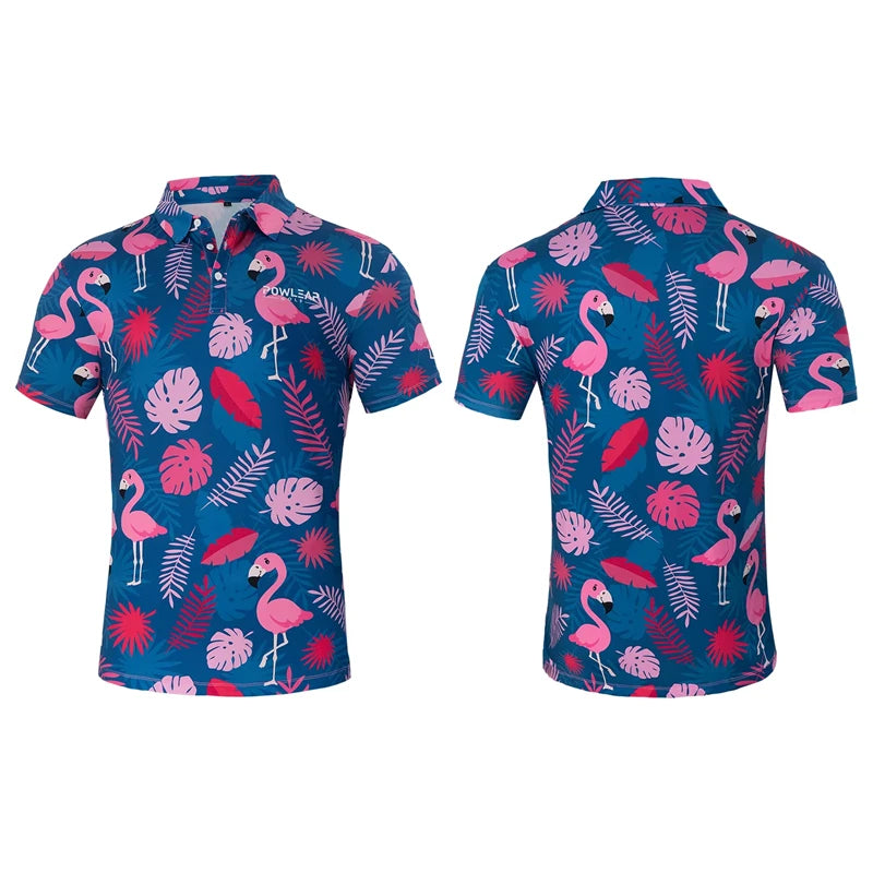 Flamingo 3D Print Polo Shirts for Men Women Short Sleeve Golf Shirts Fashion Street Polo Shirt Hawaiian Beach Tops Tees