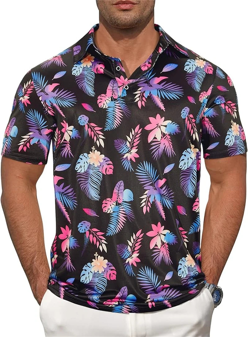 Flamingo 3D Print Polo Shirts for Men Women Short Sleeve Golf Shirts Fashion Street Polo Shirt Hawaiian Beach Tops Tees