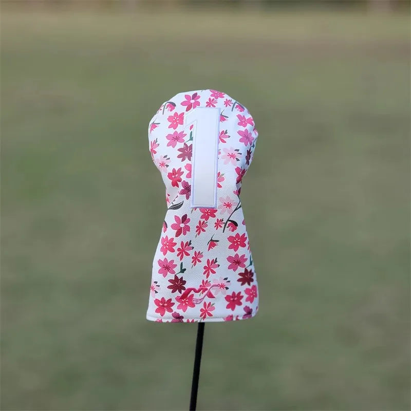 New Flowers Golf Headcovers for Driver Fairway Hybrid High Quality Premium Leather Waterproof Dustproof for Elegant Golfers