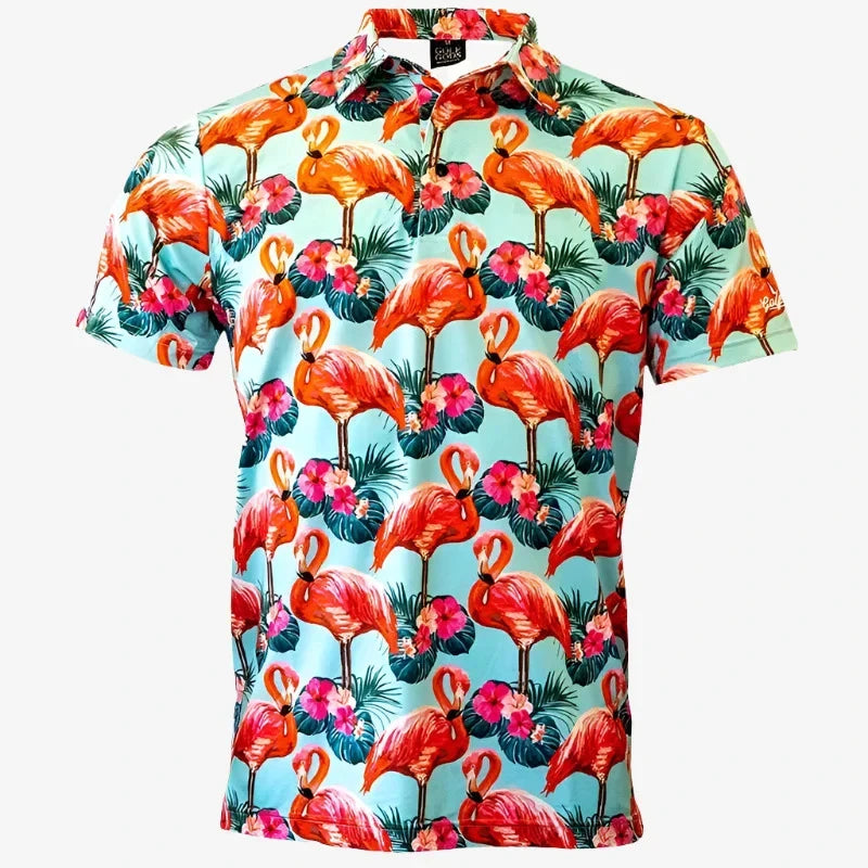 Flamingo 3D Print Polo Shirts for Men Women Short Sleeve Golf Shirts Fashion Street Polo Shirt Hawaiian Beach Tops Tees