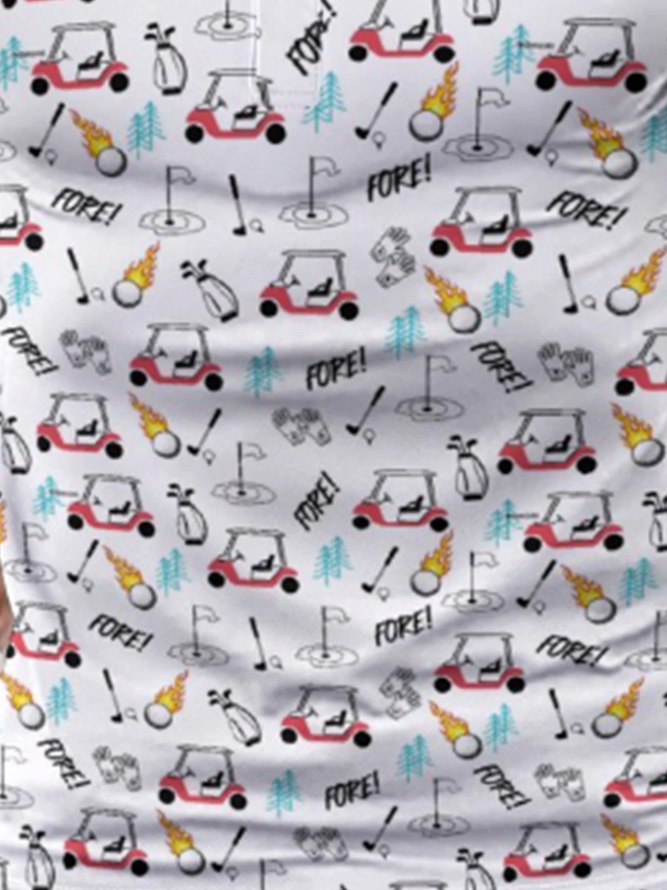 Sexy Printed Men'S Polo Shirt Hip-Hop Street Style Cropped Button-Down Golf Shirt Summer Vacation Carnival Fun Top