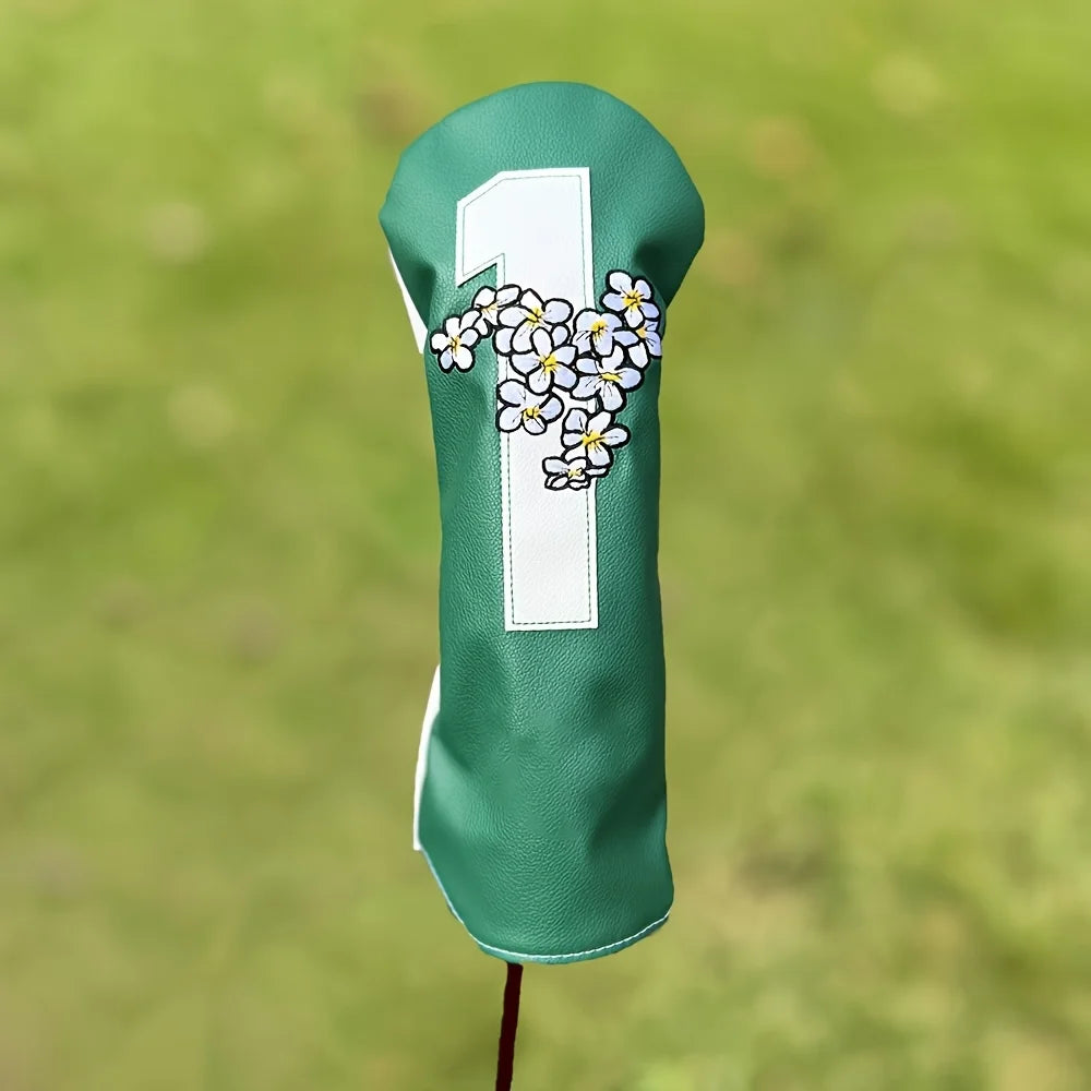 1Pc Sakura Series Green Golf Club Head Cover, Golf Club Accessories, Golf Supplies, Dust-Proof and Durable