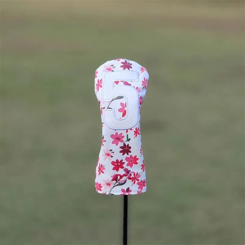 New Flowers Golf Headcovers for Driver Fairway Hybrid High Quality Premium Leather Waterproof Dustproof for Elegant Golfers
