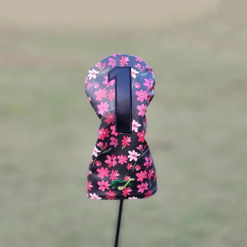 New Flowers Golf Headcovers for Driver Fairway Hybrid High Quality Premium Leather Waterproof Dustproof for Elegant Golfers