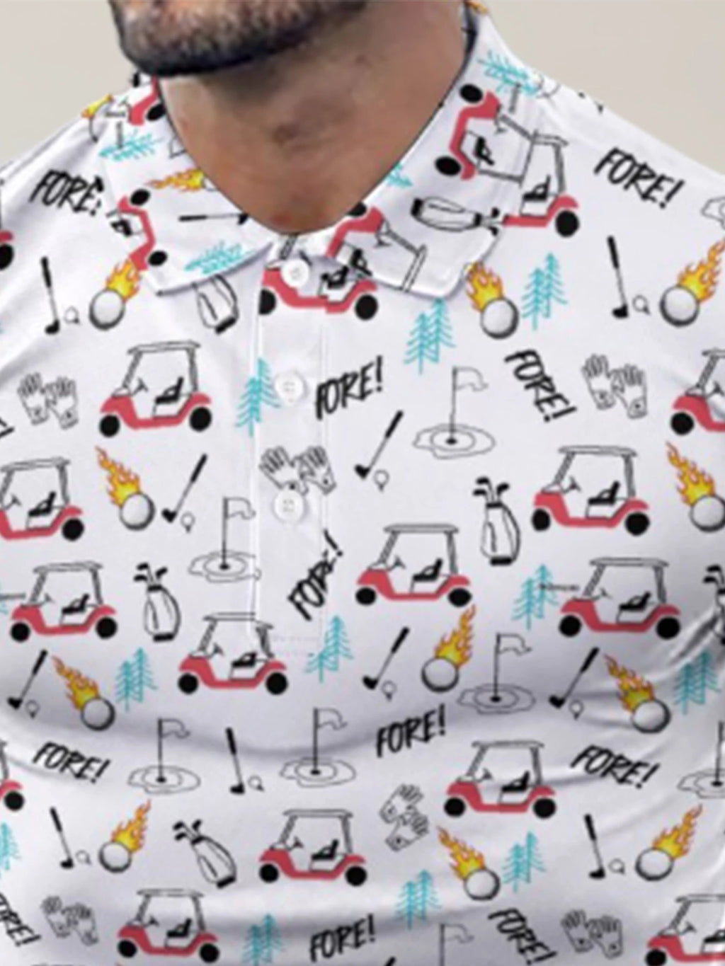 Sexy Printed Men'S Polo Shirt Hip-Hop Street Style Cropped Button-Down Golf Shirt Summer Vacation Carnival Fun Top