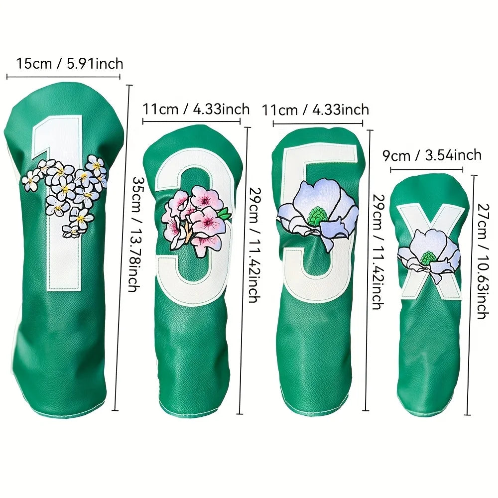1Pc Sakura Series Green Golf Club Head Cover, Golf Club Accessories, Golf Supplies, Dust-Proof and Durable