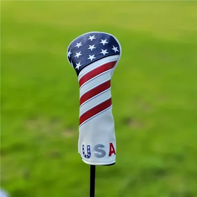 Patriotic Golf Club Head Cover Set - Protect Your Clubs with Durable PU Leather and Vibrant American Flag Design