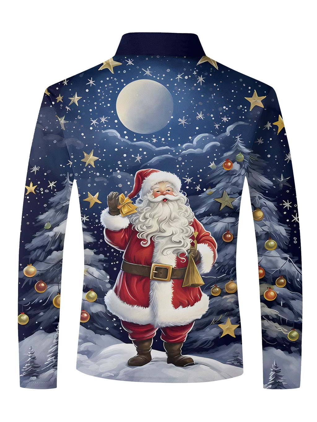 Christmas Golf Wear Men Snowman Anime Graphic Print Novelty Lapel Polo Shirt Tops Fashions Zipper Long Sleeve T-Shirt Man