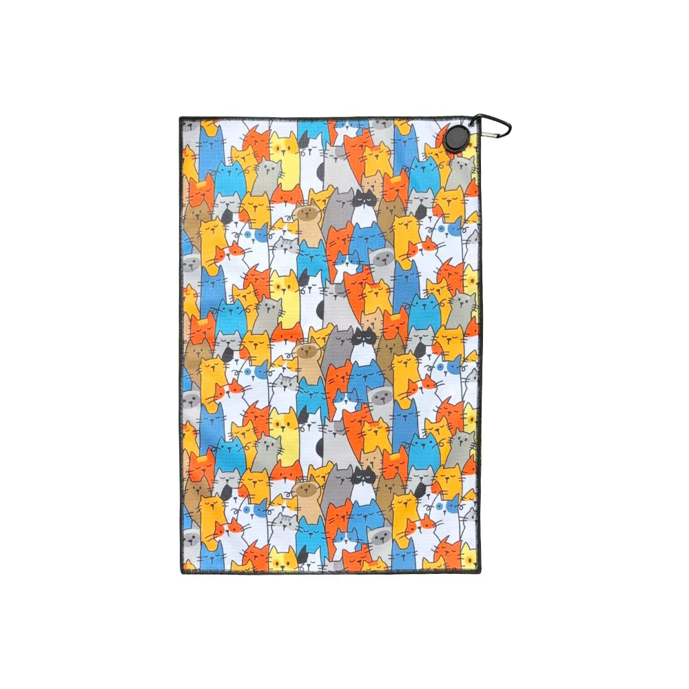 Multiple Style Choices Portable Golf Towel with Magnetic Buckle Hand Towel Golf Club Cleaner Golf Cleaning Tools Accessories